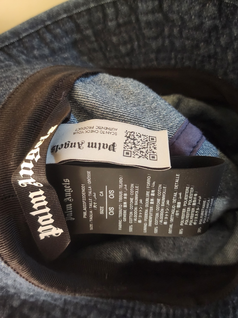 Palm Angels Black and Denim Bucket Hats